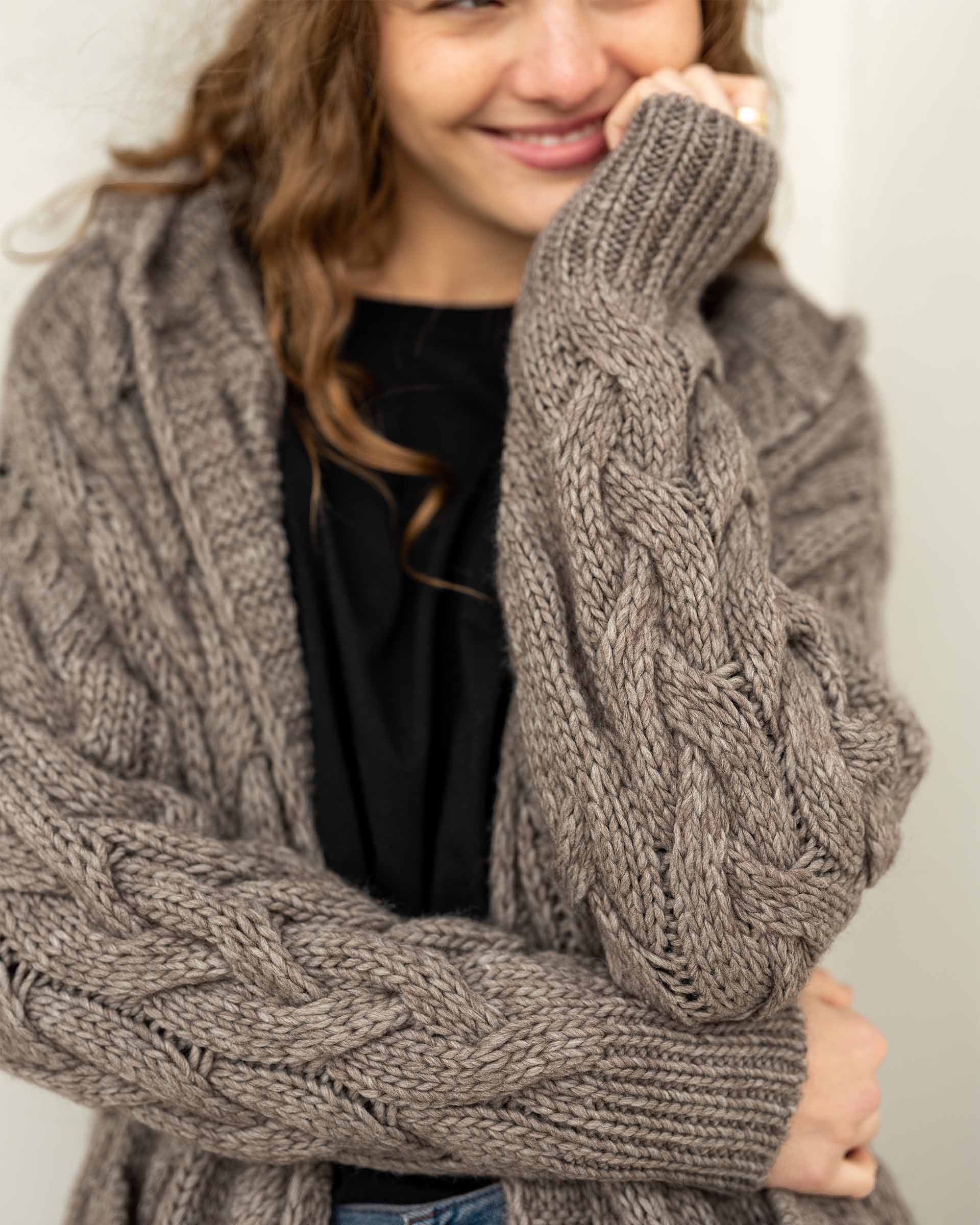 Women's Neutral Cozy Duster With Hood