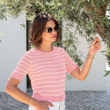 Breton Short-Sleeve Crewneck Sweater