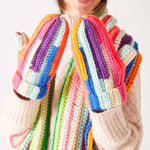 Fun Vibrant Winter Mittens With Thumb Hole