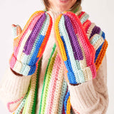 Fun Vibrant Winter Mittens With Thumb Hole