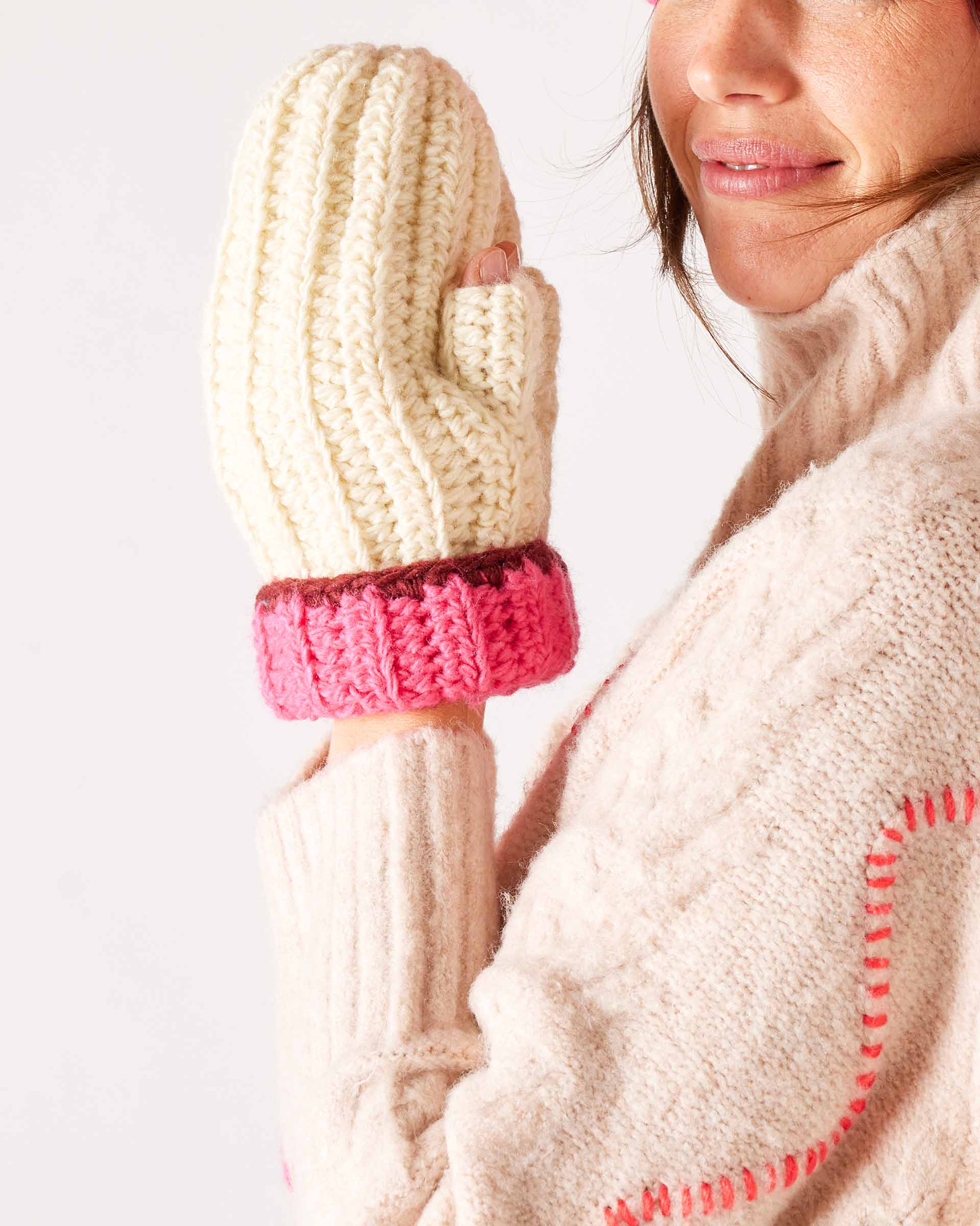 Fun Vibrant Winter Mittens With Thumb Hole