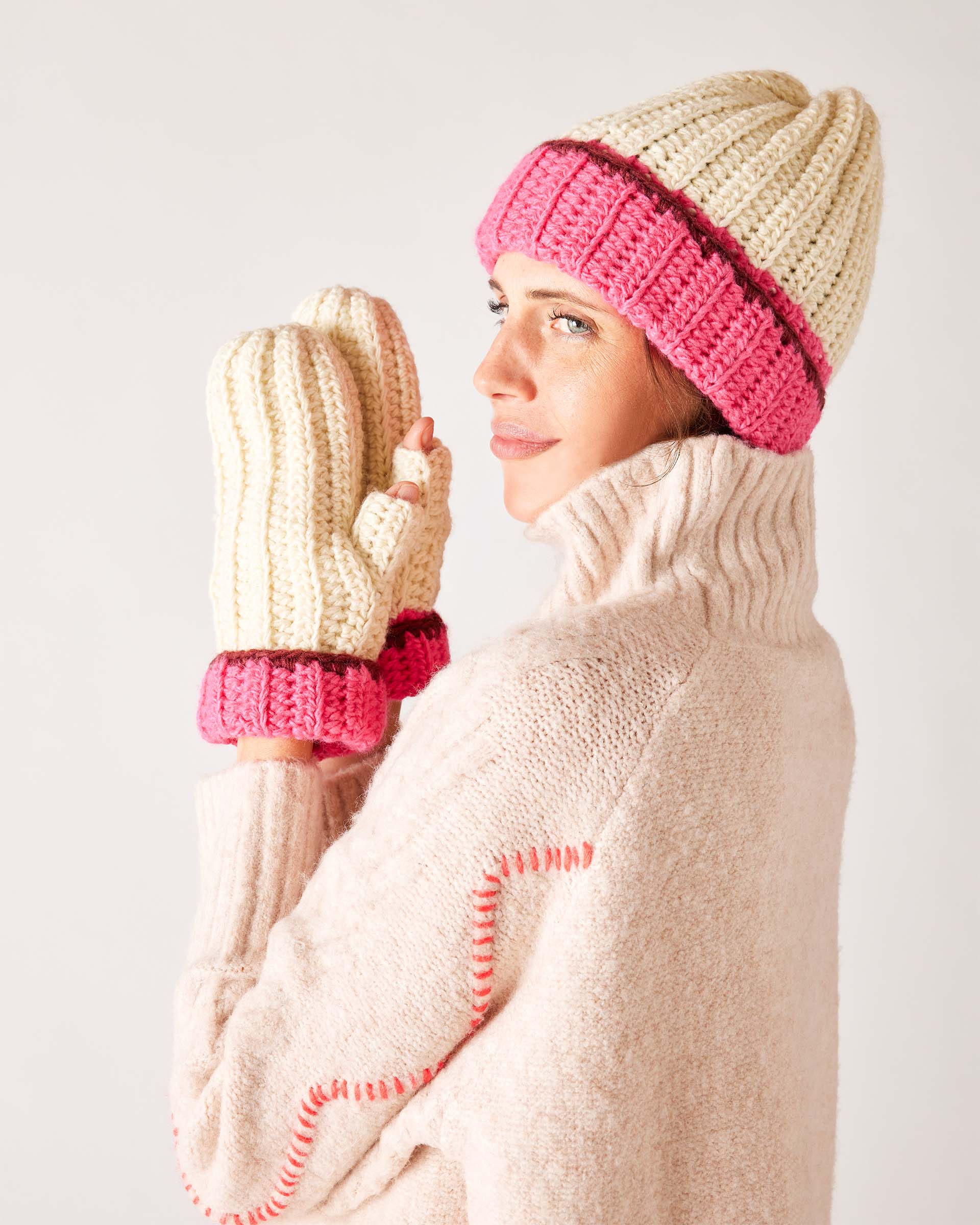 Fun Vibrant Winter Mittens With Thumb Hole