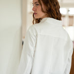 Women's White Button Up Long Sleeve Top Oversized