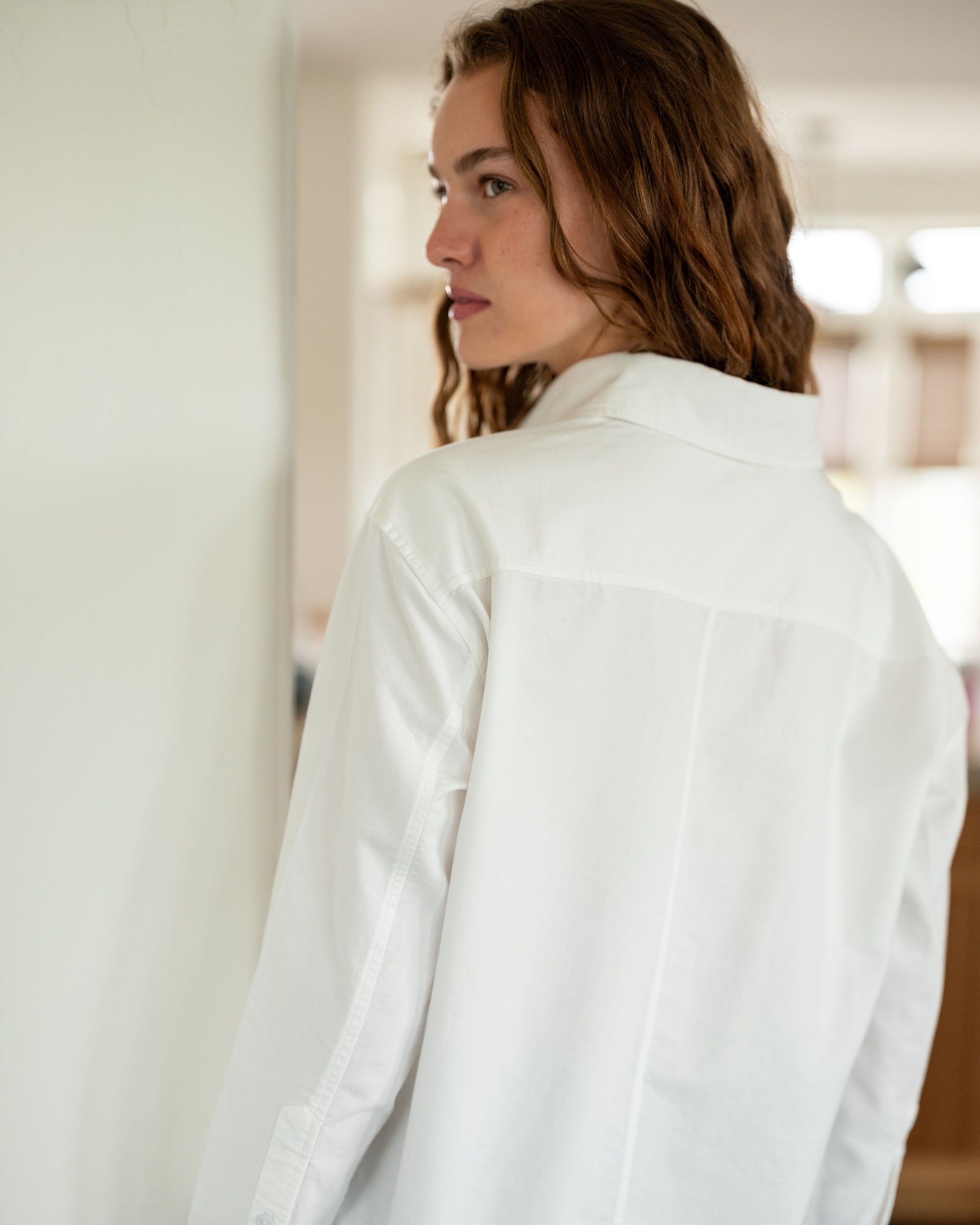 Women's White Button Up Long Sleeve Top Oversized