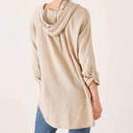 Women's Tan Linen Hoodie Tunic Coverup