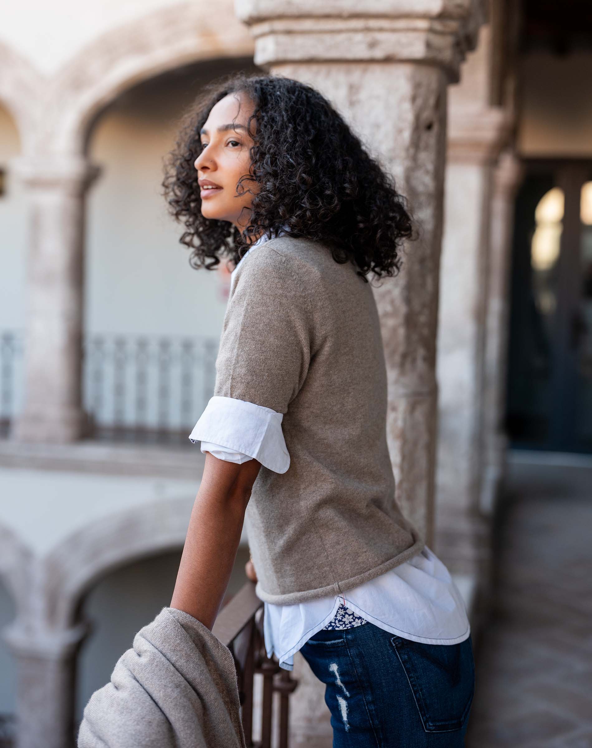 Carmel Cashmere Short Sleeve Sweater