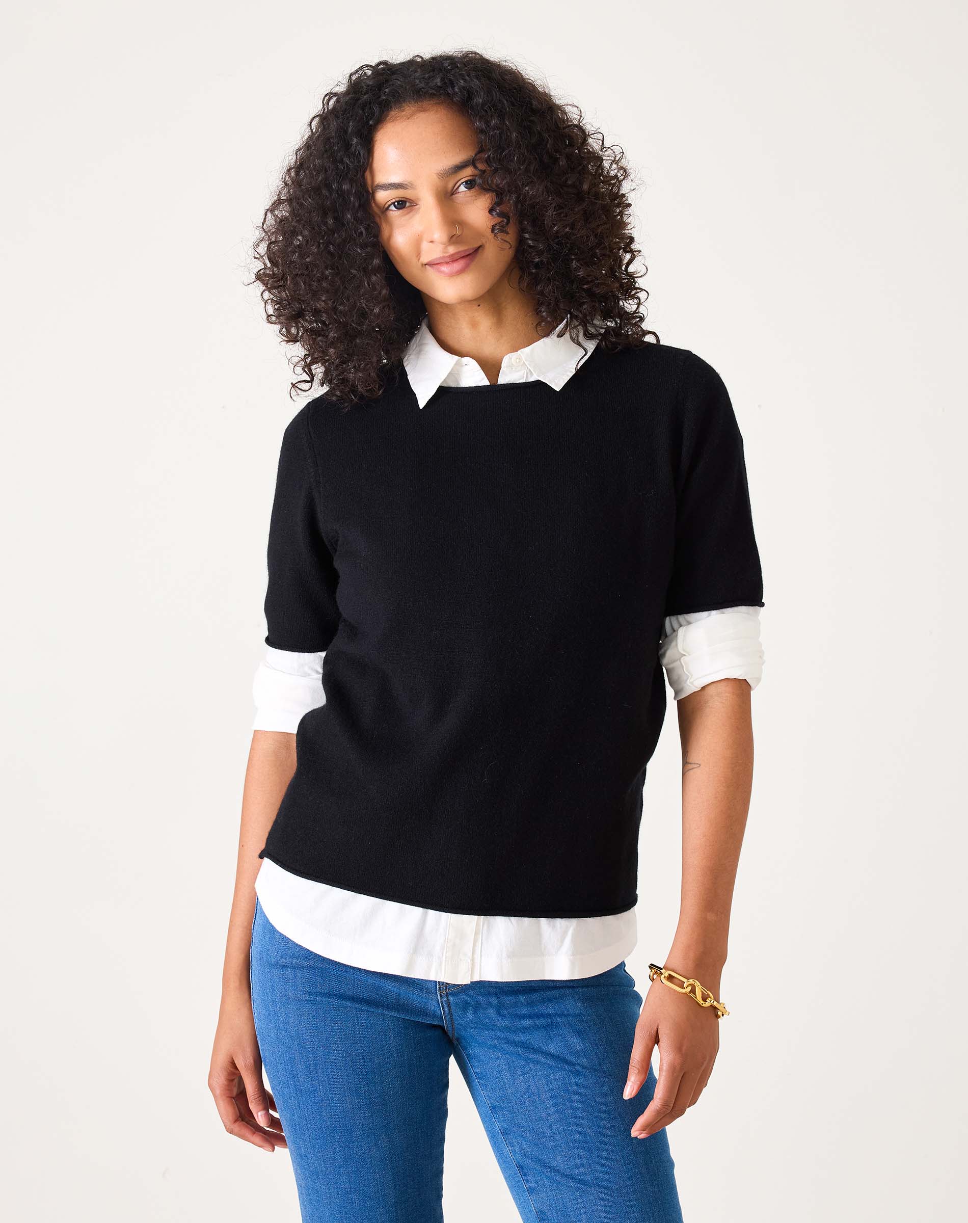 Carmel Cashmere Short Sleeve Sweater