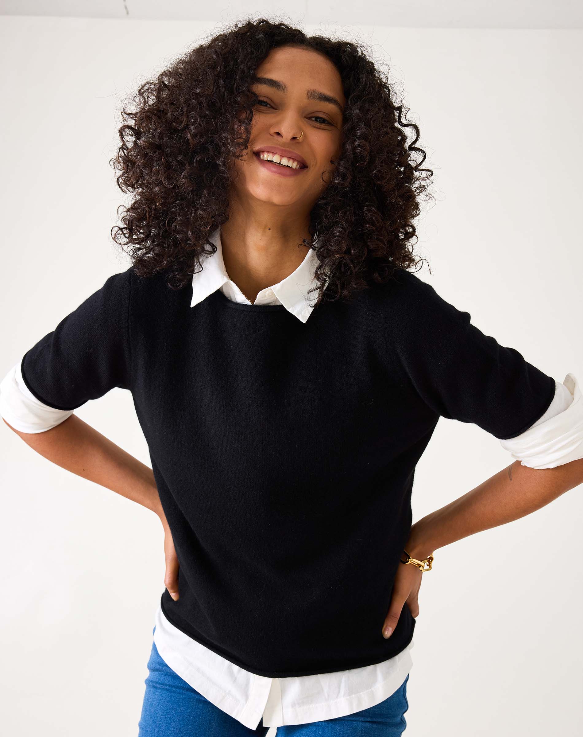Carmel Cashmere Short Sleeve Sweater