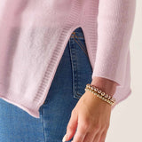 MERSEA women's travel-friendly calm pink ribbed cashmere sweater