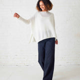 Women's One Sized Cashmere Sweater with Side Slits