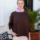 Catalina contrast crewneck in coffee and cream colors.