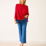 Women's Oversized Cotton Ruffle Holiday Sweater