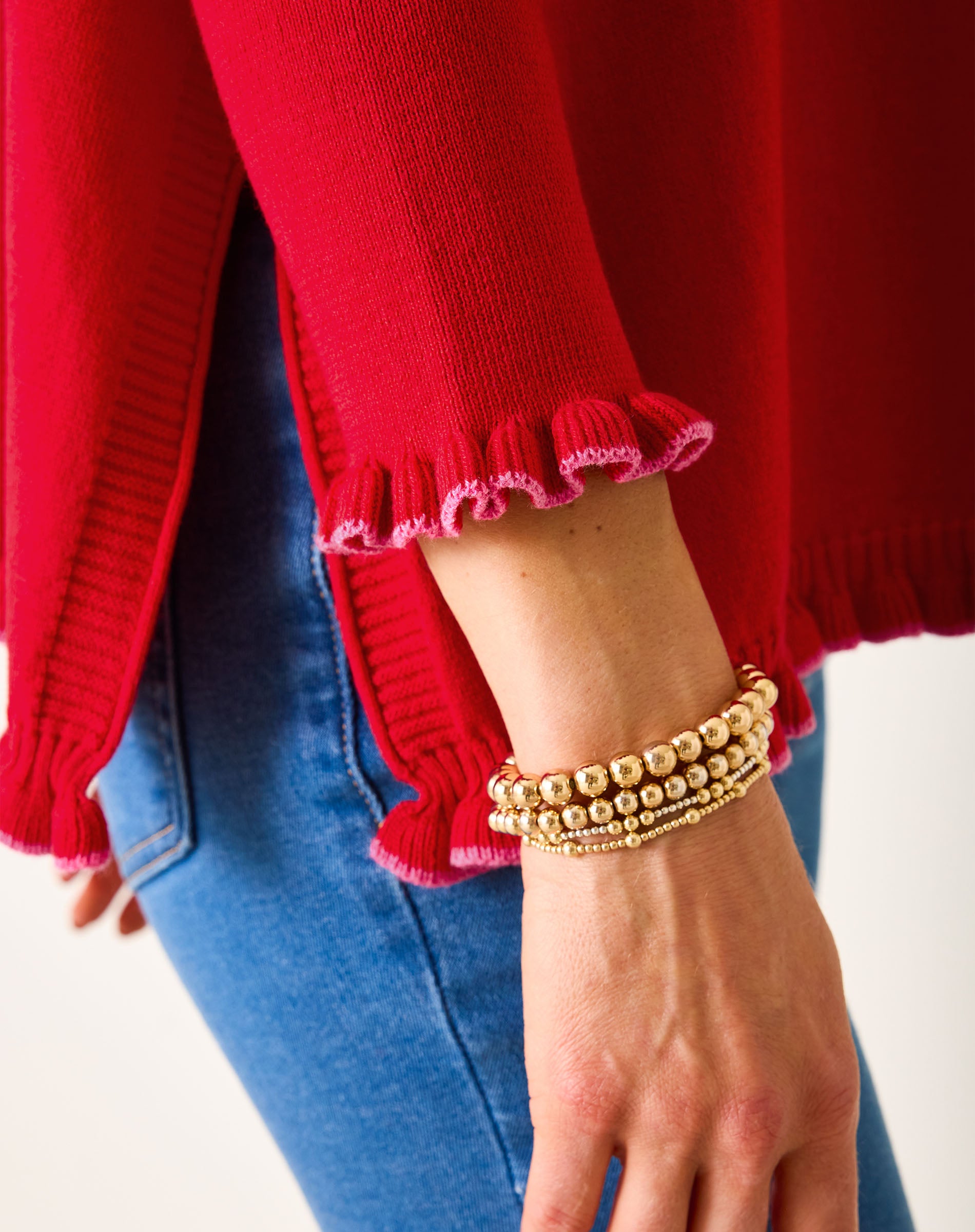 Women's Oversized Cotton Ruffle Holiday Sweater