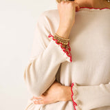Women's Oversized Cotton Ruffle Holiday Sweater