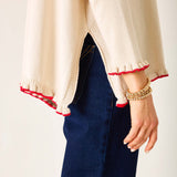 Women's Oversized Cotton Ruffle Holiday Sweater
