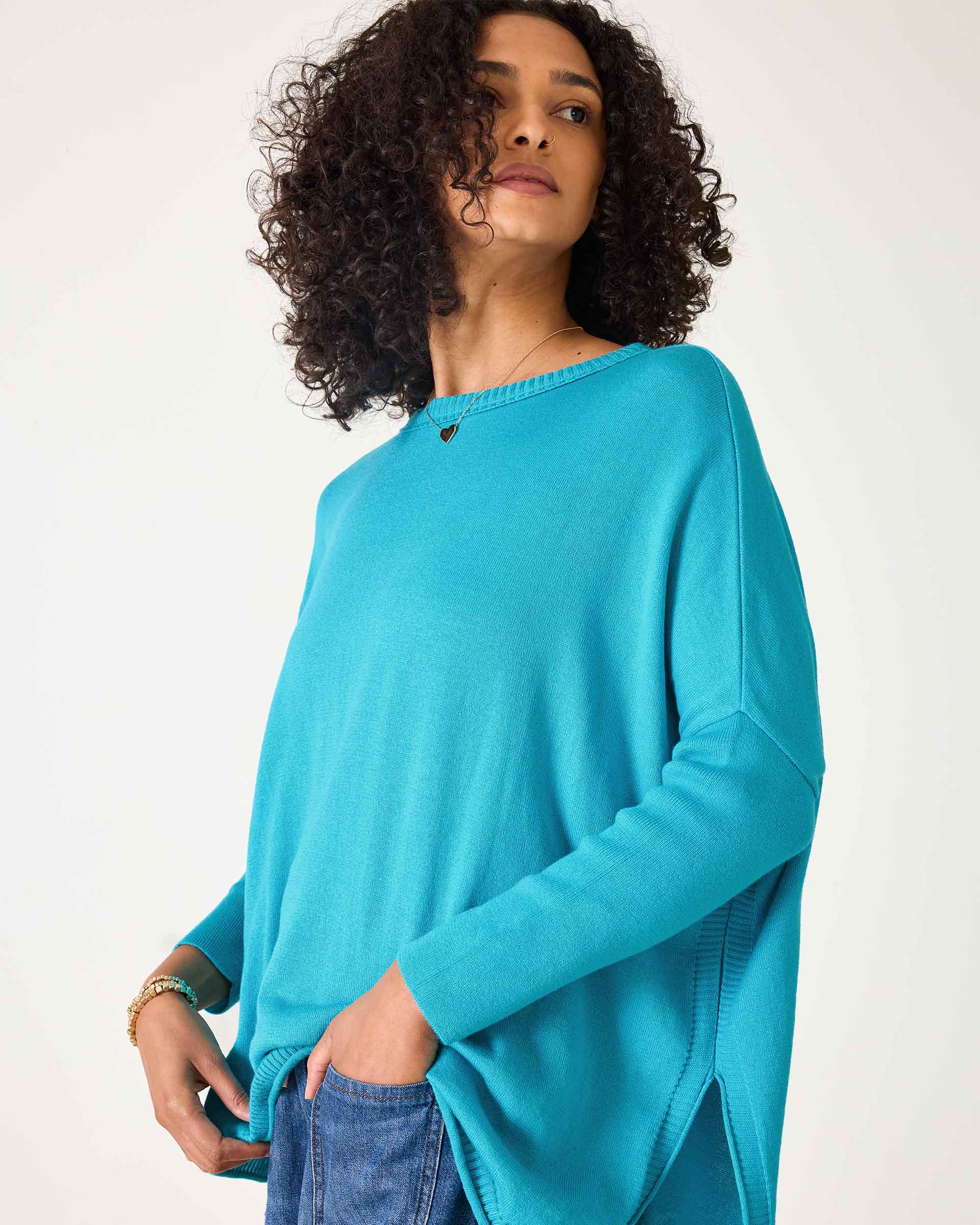 Women's Light Blue Oversized Cotton Sweater