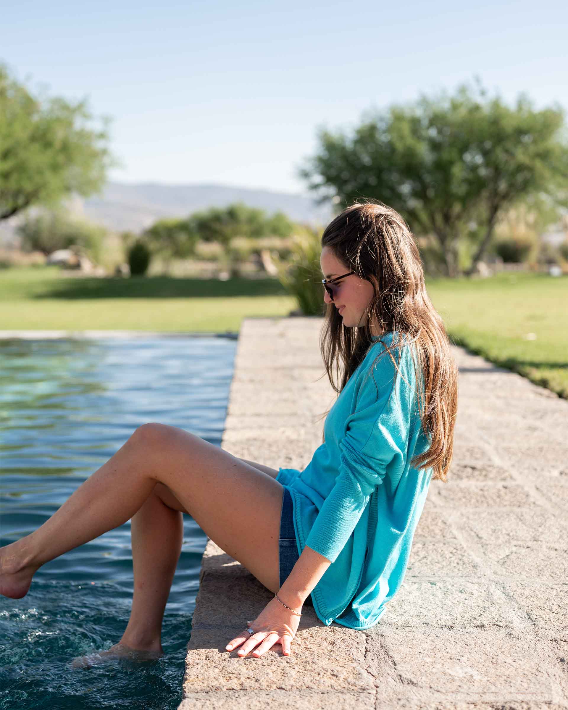 Women's Light Blue Oversized Cotton Sweater