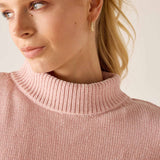 Ballet pink mockneck sweater in eversoft knit.