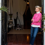 Rapture rose ruffled tee in a loose fit with layered textures and long sleeves.
