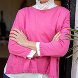 Rapture Rose ruffle tee with a tiered hem and long sleeves.