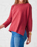 Women's Red Slub Tee One Size Side Slits