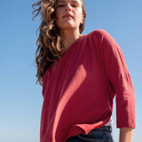 Women's Red Slub Tee One Size Side Slits