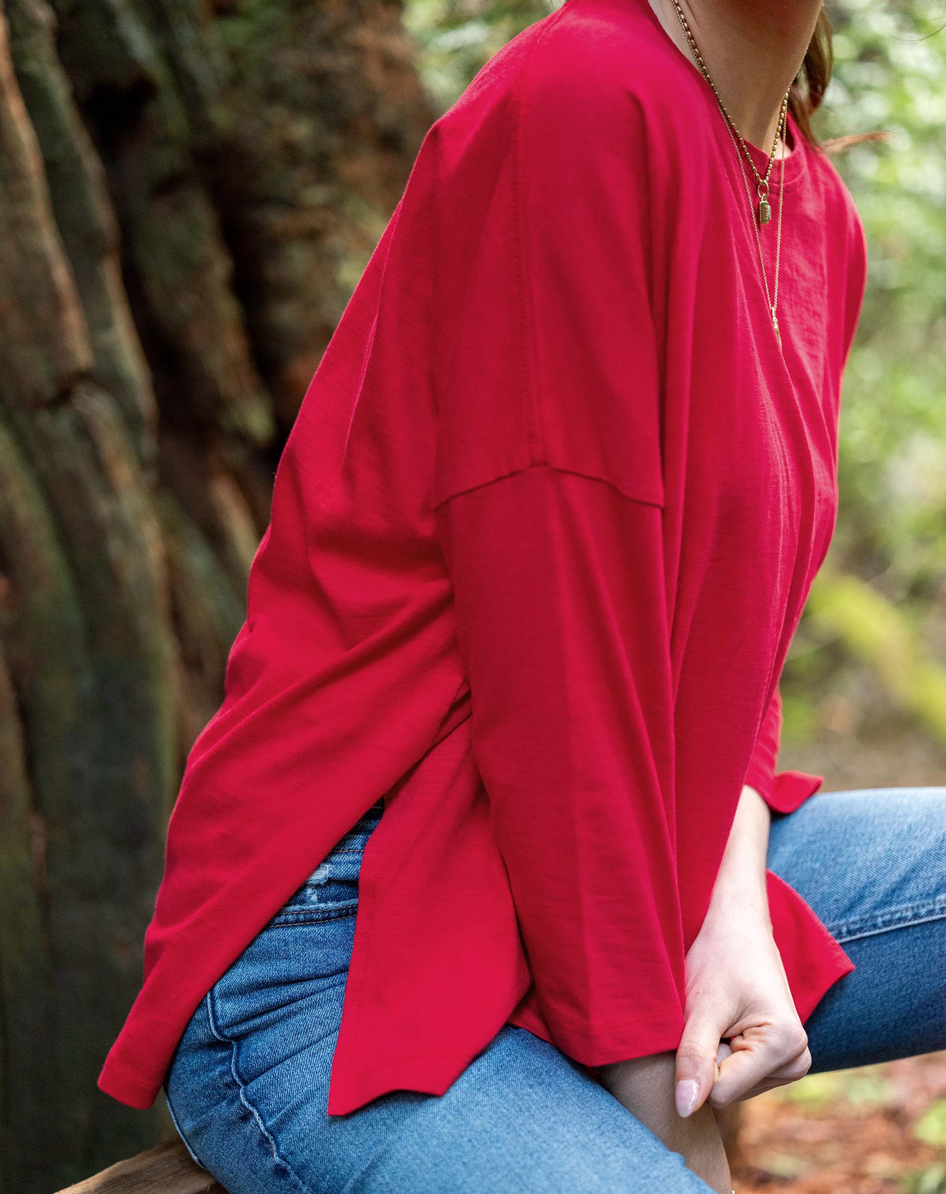 Women's Bright Red One Sized Slub Tee