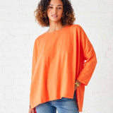 Women's Orange Slub Tee One Size Side Slits