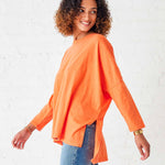 Women's Orange Slub Tee One Size Side Slits