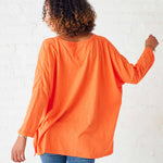 Women's Orange Slub Tee One Size Side Slits