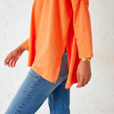 Women's Orange Slub Tee One Size Side Slits