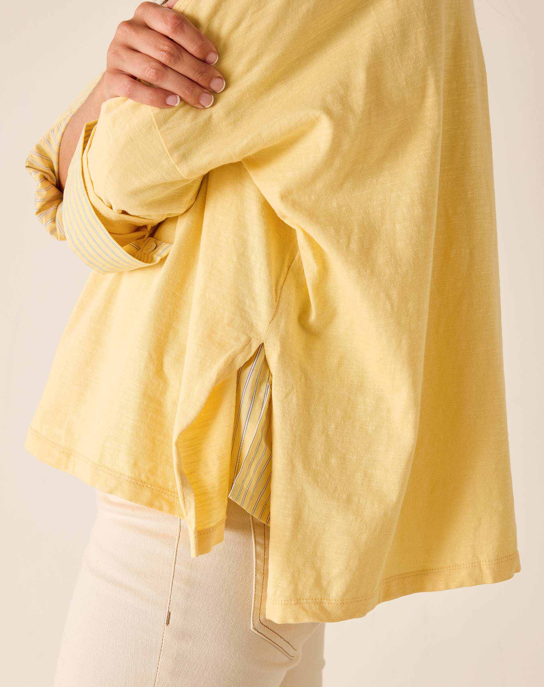 Yellow shirt with a plain background