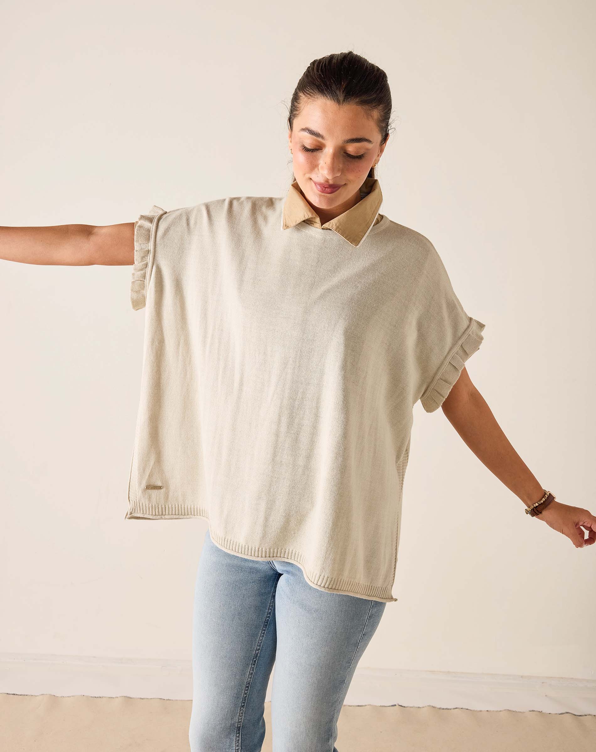 Catalina Short Sleeve Ruffle Sweater by MERSEA | Short Sleeve