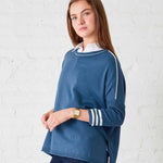 Women's Blue White Sporty Oversized Sweater