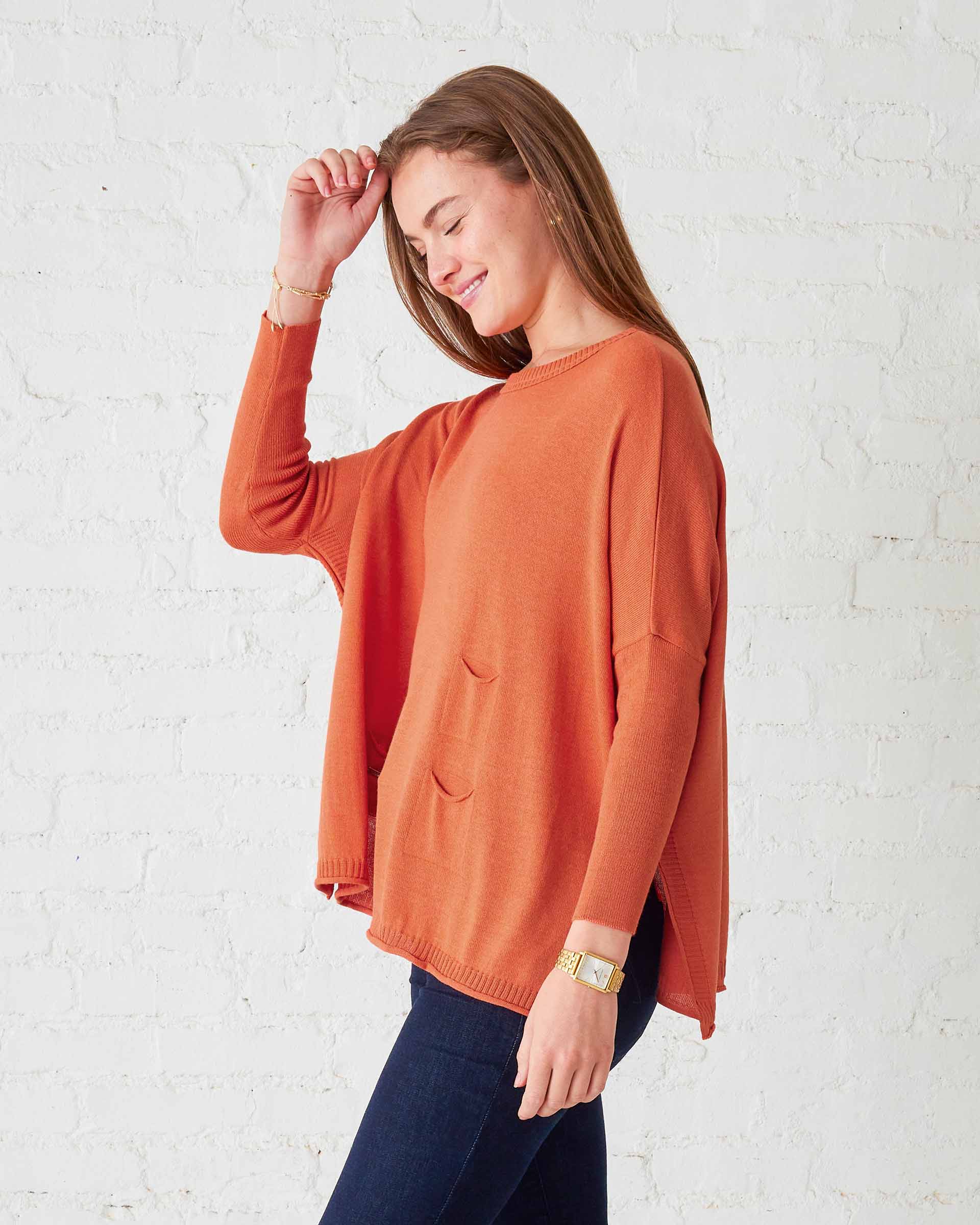 Women's Burnt Orange Oversized Sweater