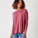 Women's Brown Oversized Rose Pink Sweater