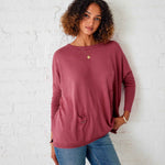 Women's Brown Oversized Rose Pink Sweater