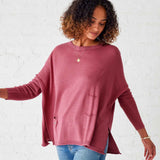 Women's Brown Oversized Rose Pink Sweater