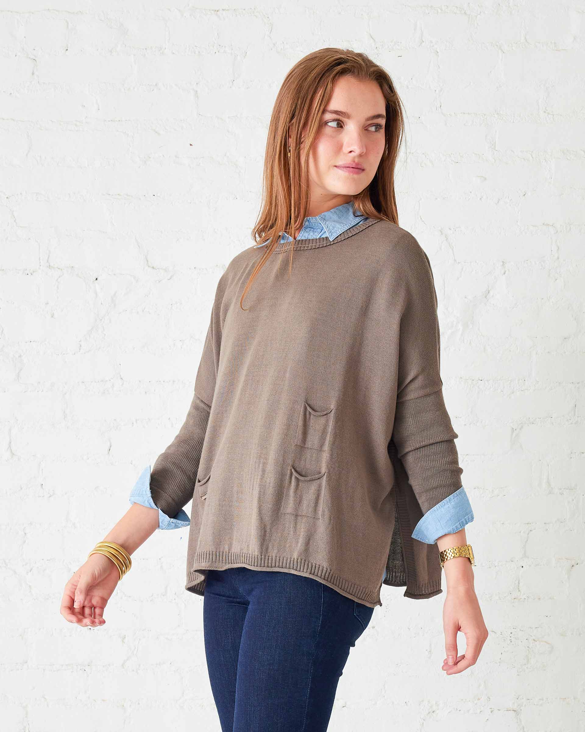 Women's Brown Oversized Fall Sweater