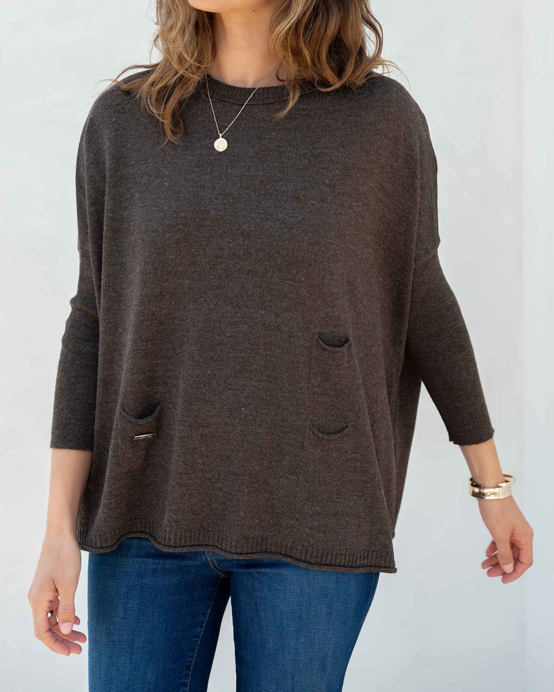 Women's Dark Brown Oversized Sweater