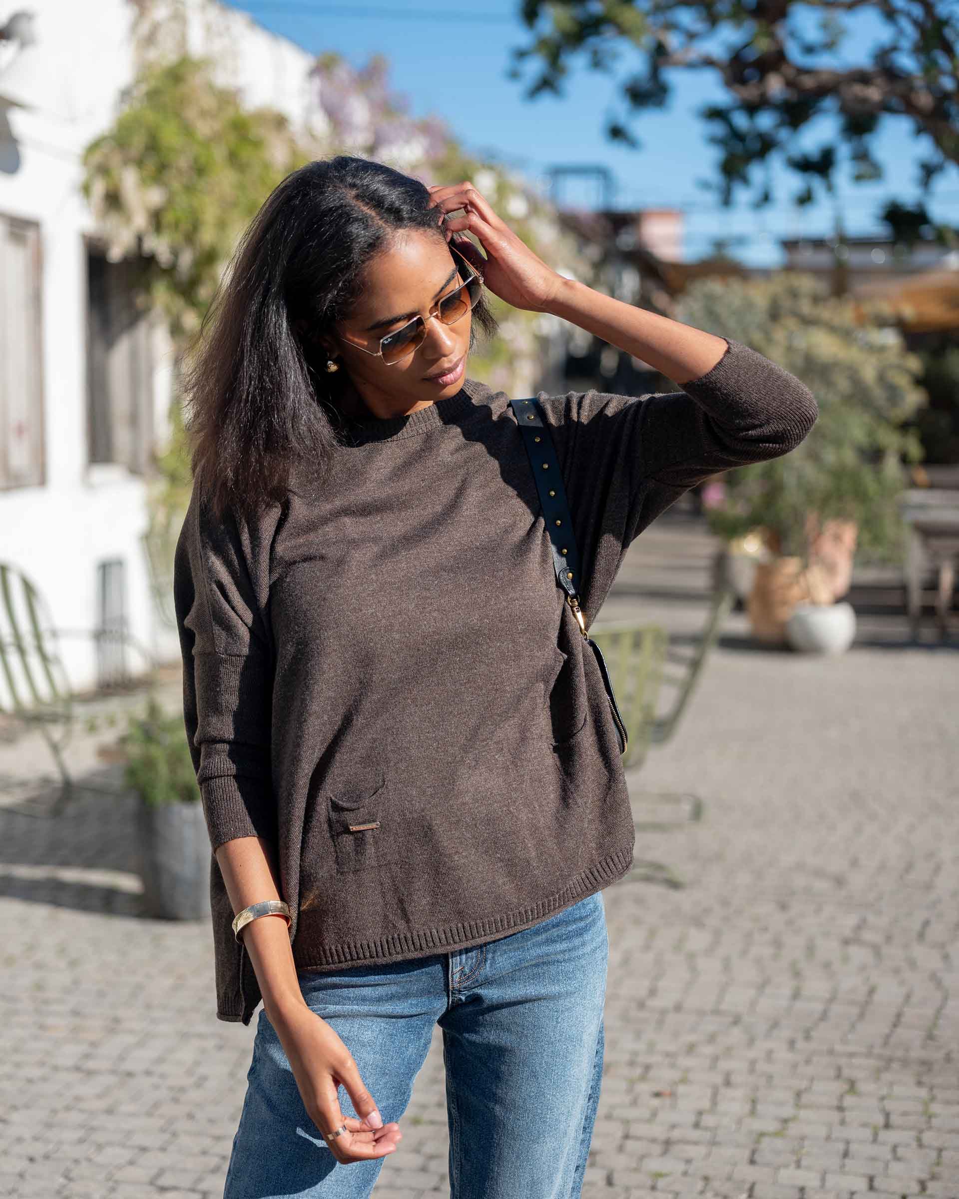 Women's Dark Brown Oversized Sweater