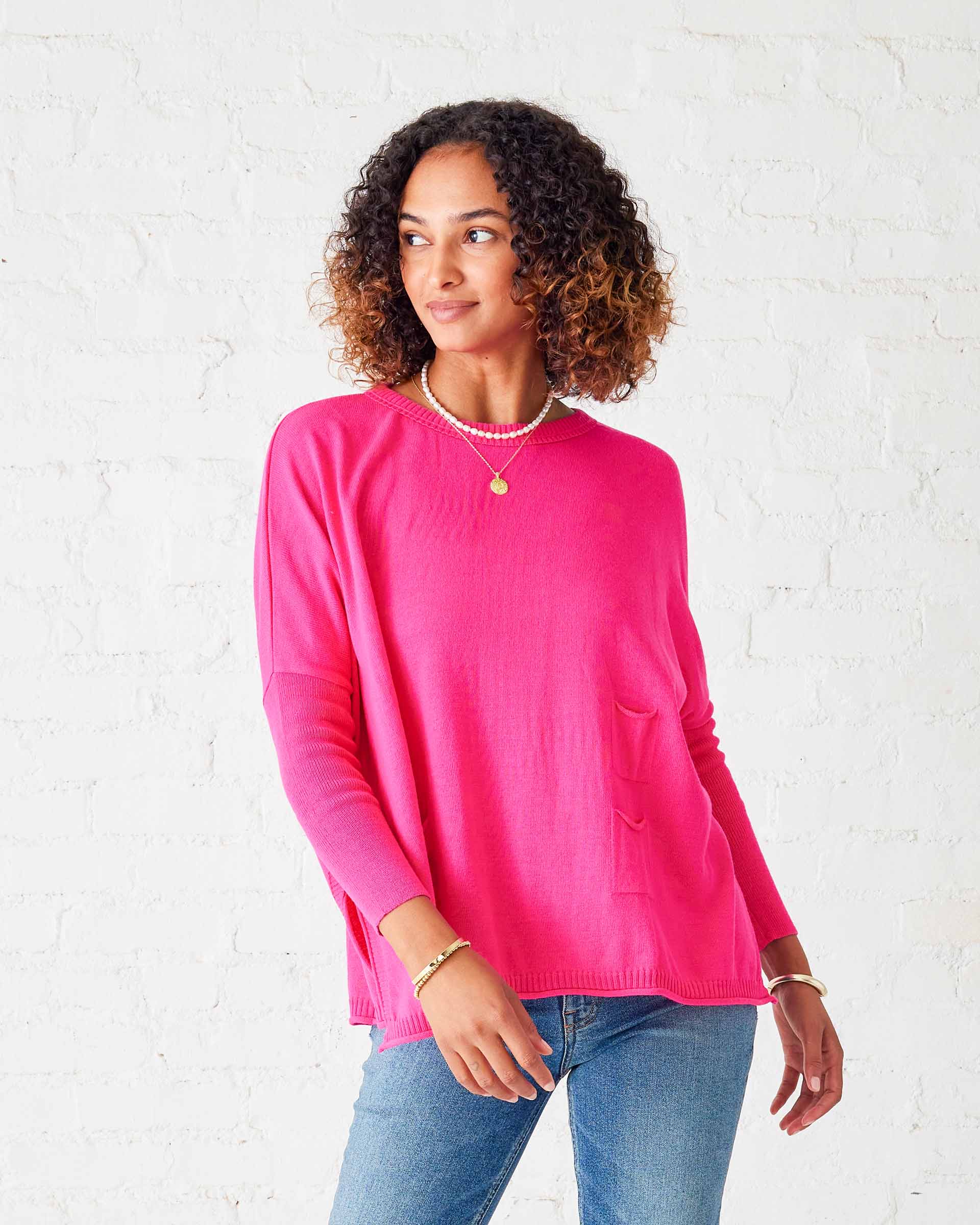 Women's Hot Pink Oversized Sweater