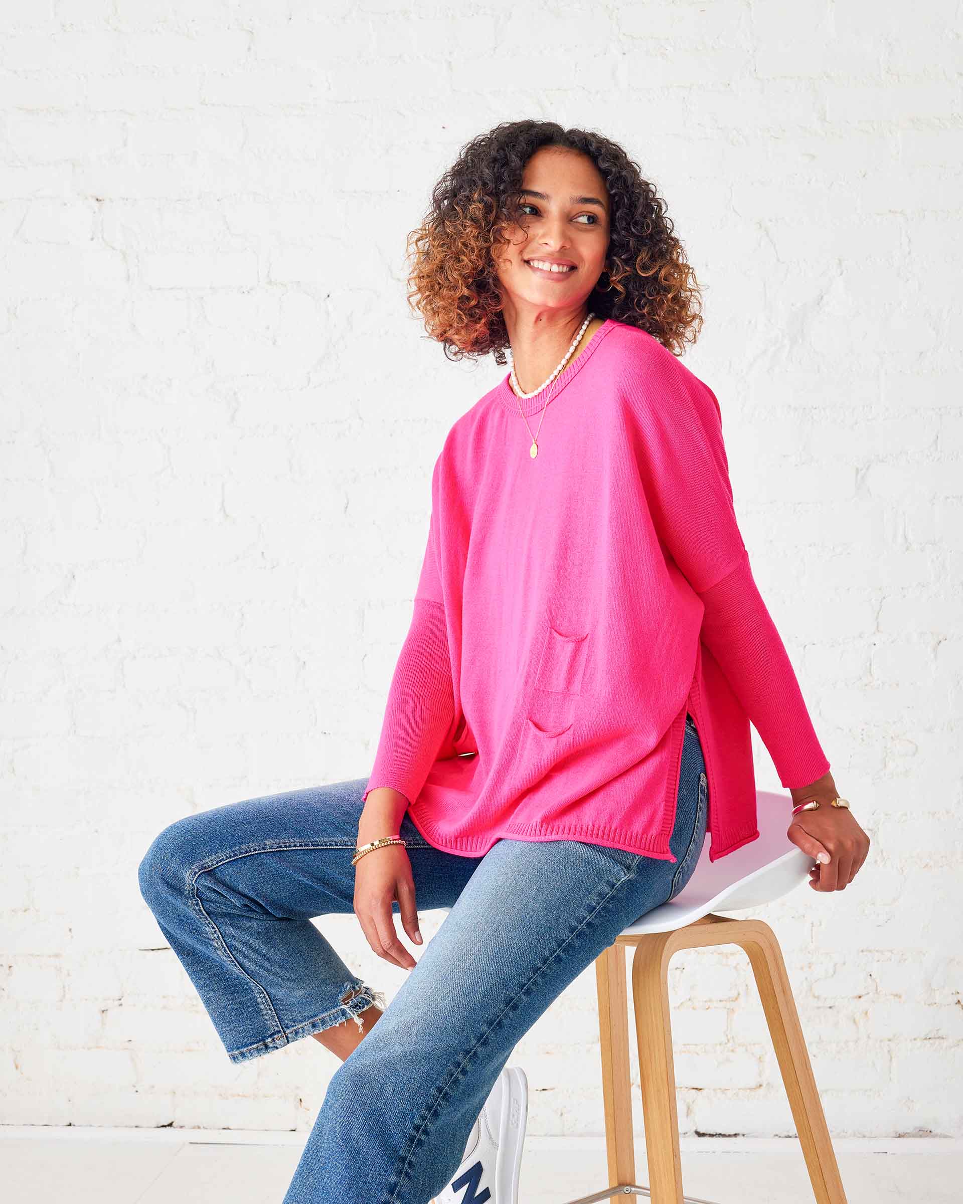 Women's Hot Pink Oversized Sweater