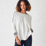 Women's White Black Sporty Oversized Sweater