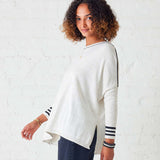 Women's White Black Sporty Oversized Sweater