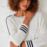 Women's White Black Sporty Oversized Sweater