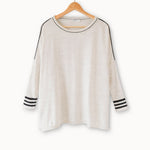 Women's White Black Sporty Oversized Sweater