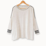 Women's White Black Sporty Oversized Sweater