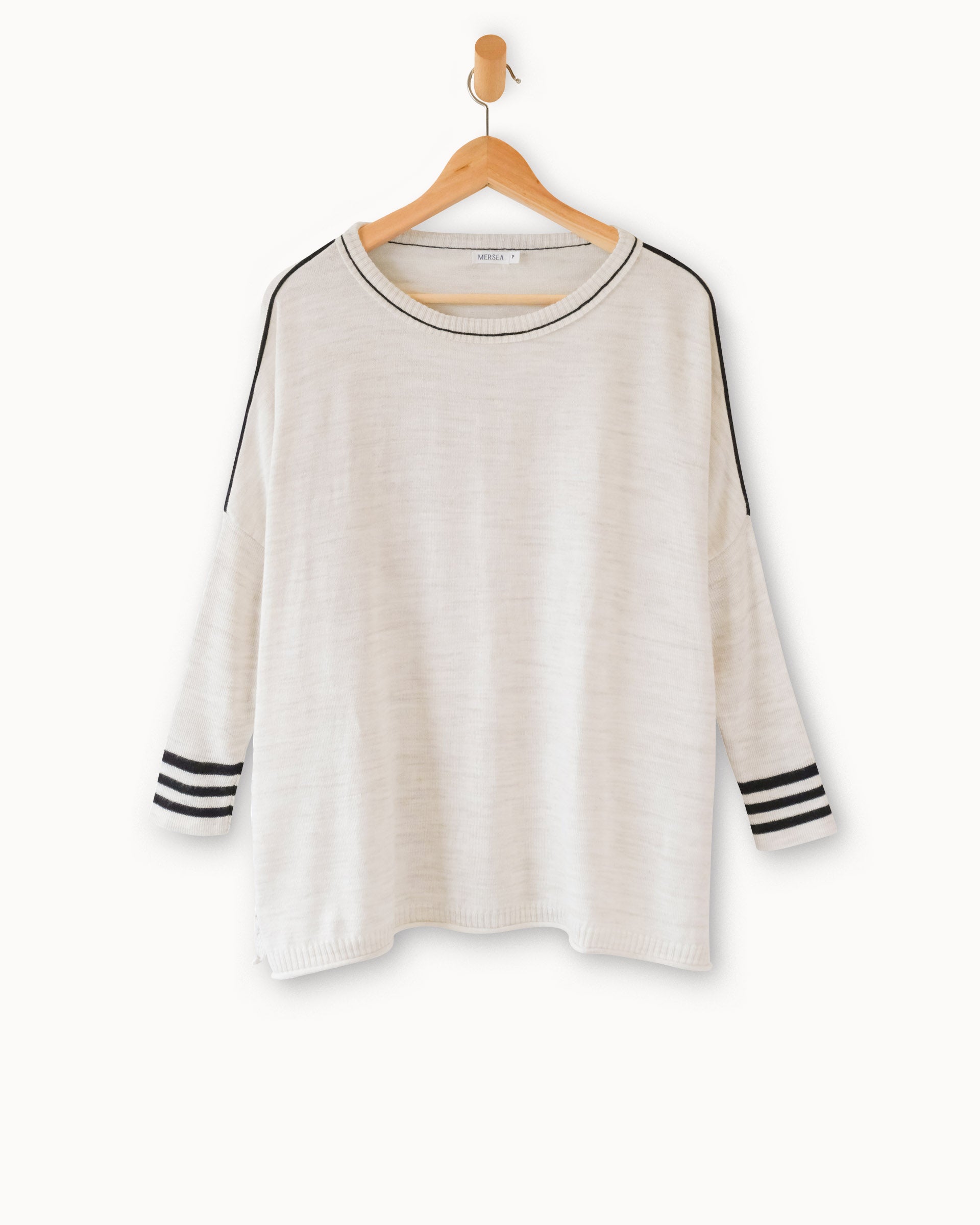 Women's White Black Sporty Oversized Sweater