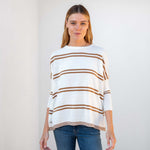 Women's Oversized Fall Sweater Brown Stripes